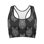 Native Tribal Wolf Pattern Print Women's Sports Bra