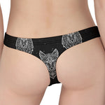 Native Tribal Wolf Pattern Print Women's Thong