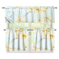 Natural Gold Marble Print 3 Piece Kitchen Curtains