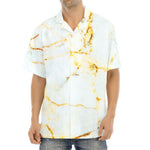 Natural Gold Marble Print Aloha Shirt