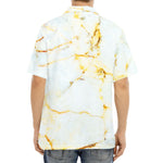 Natural Gold Marble Print Aloha Shirt