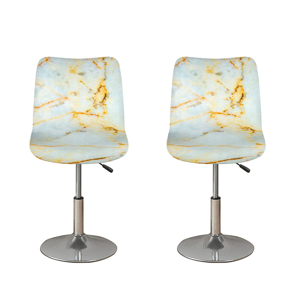 Natural Gold Marble Print Bar Stool Covers