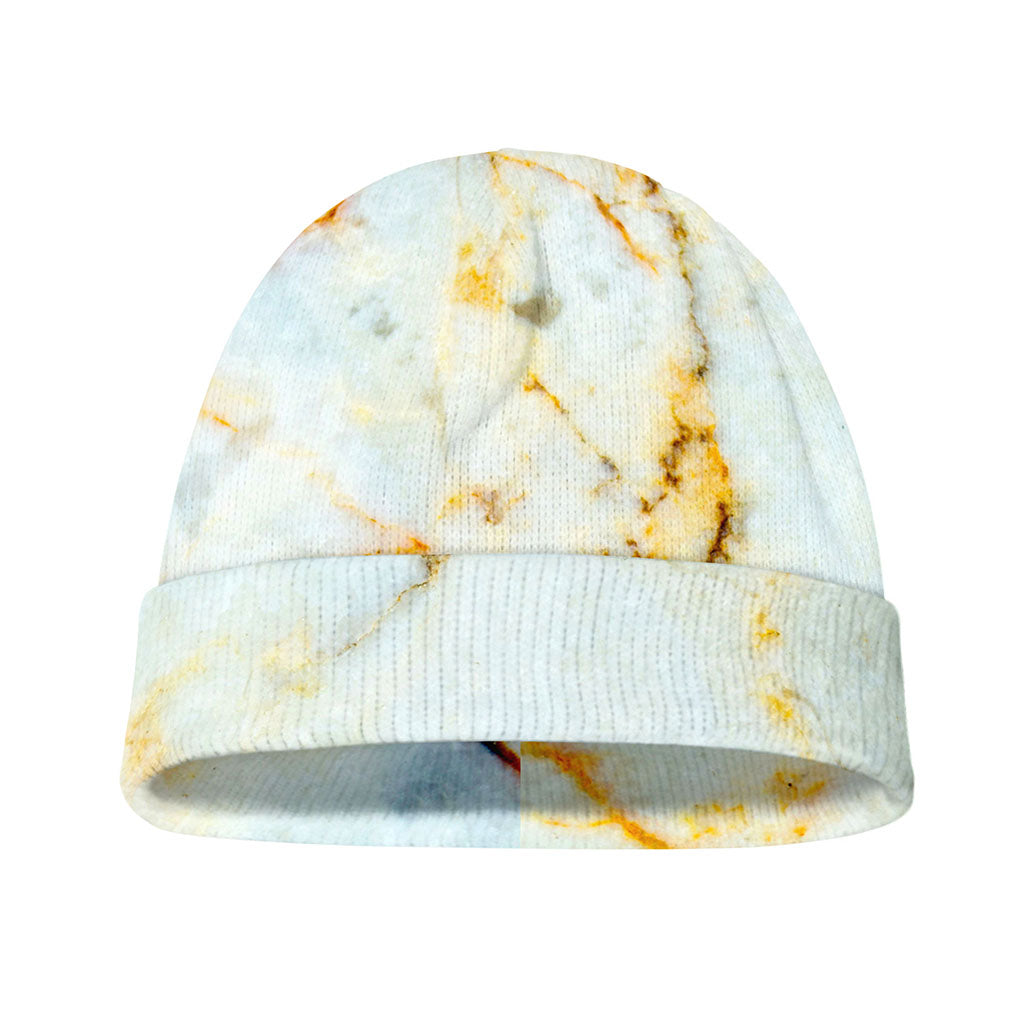Natural Gold Marble Print Beanie