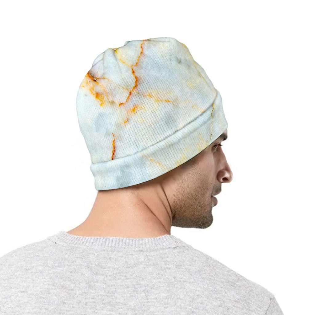 Natural Gold Marble Print Beanie