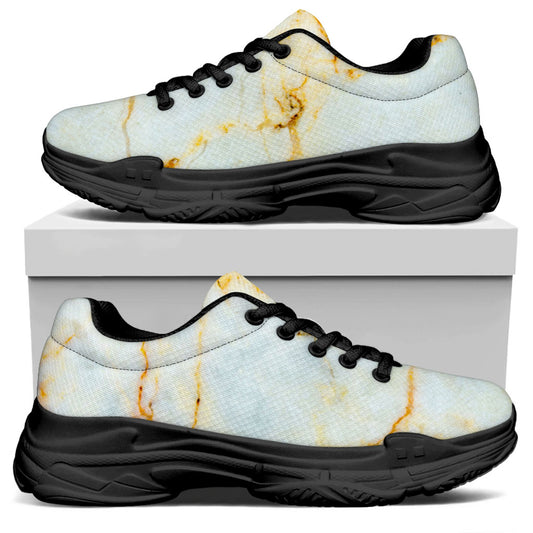 Natural Gold Marble Print Black Chunky Shoes
