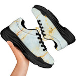 Natural Gold Marble Print Black Chunky Shoes