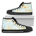 Natural Gold Marble Print Black High Top Sneakers