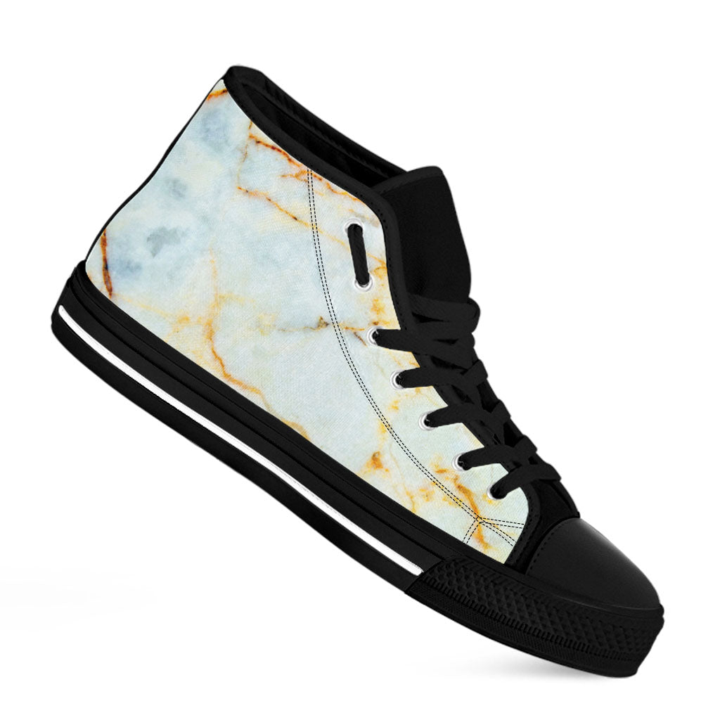 Natural Gold Marble Print Black High Top Sneakers