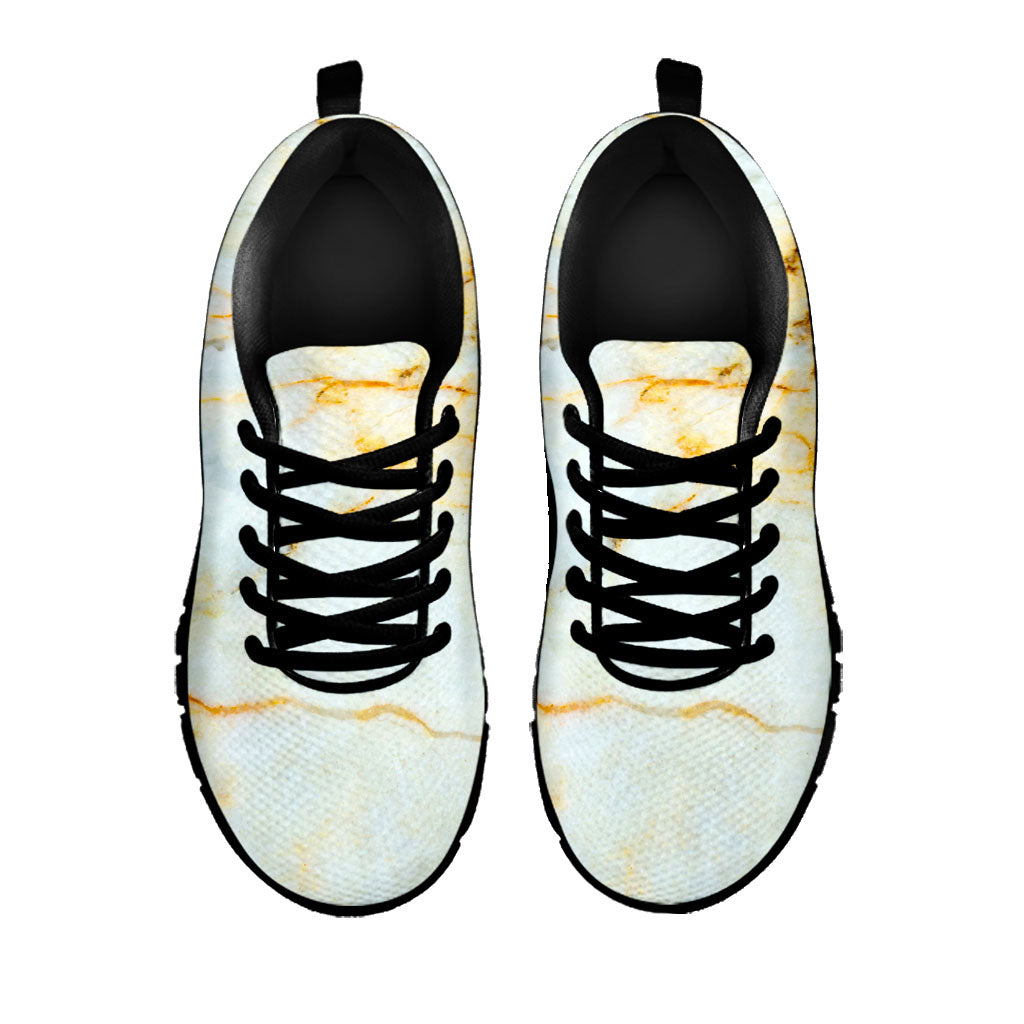 Natural Gold Marble Print Black Running Shoes