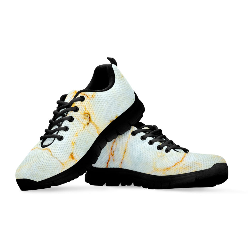 Natural Gold Marble Print Black Running Shoes