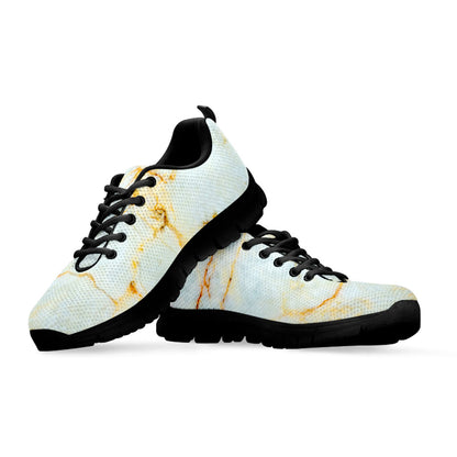 Natural Gold Marble Print Black Running Shoes