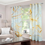 Natural Gold Marble Print Blackout Grommet Curtains