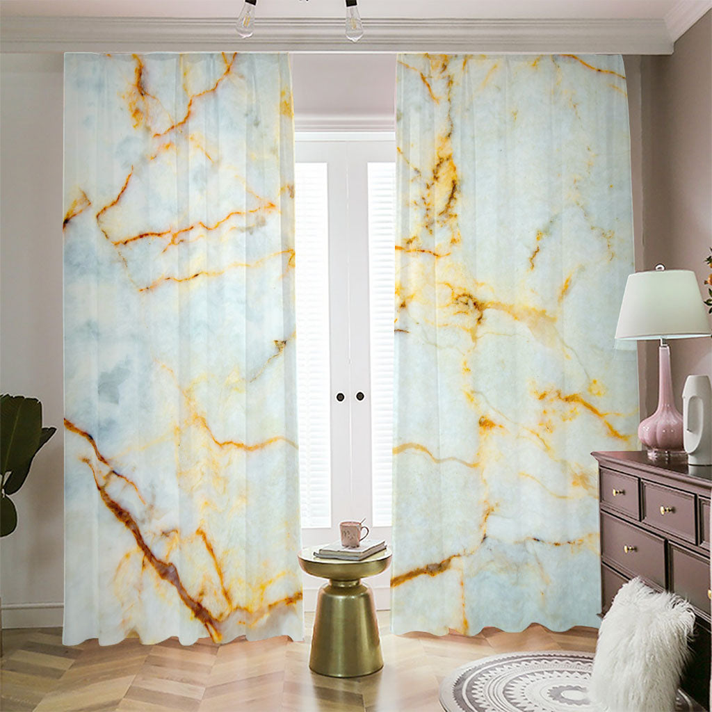 Natural Gold Marble Print Blackout Pencil Pleat Curtains