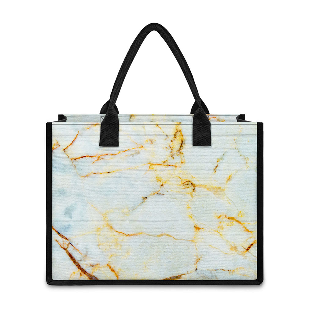 Natural Gold Marble Print Canvas Tote Bag