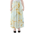 Natural Gold Marble Print Chiffon Maxi Skirt