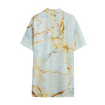 Natural Gold Marble Print Cotton Hawaiian Shirt