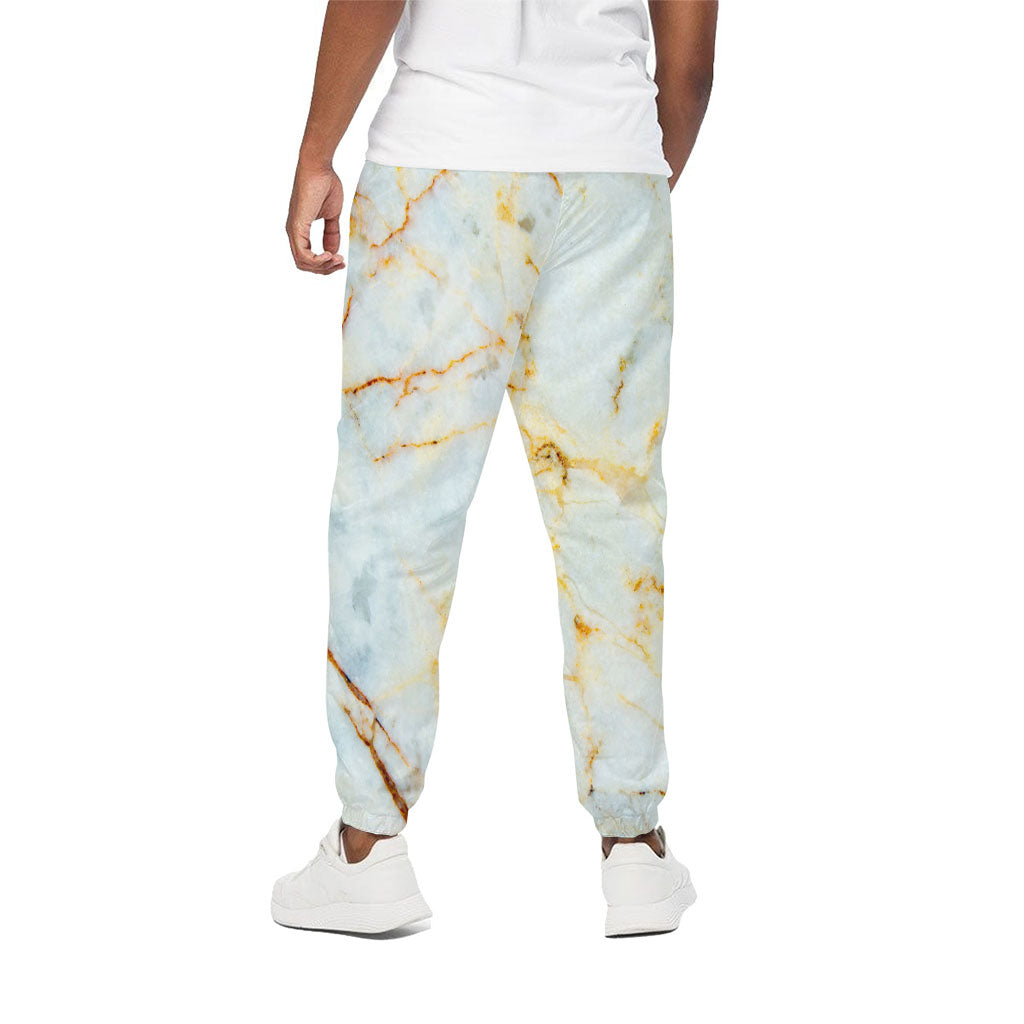 Natural Gold Marble Print Cotton Pants