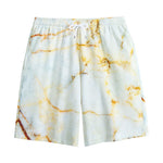 Natural Gold Marble Print Cotton Shorts
