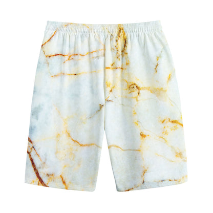 Natural Gold Marble Print Cotton Shorts