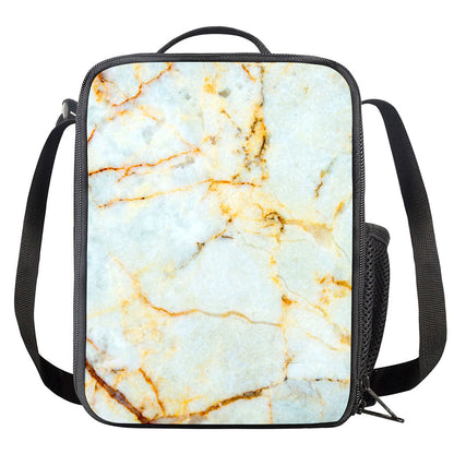 Natural Gold Marble Print Crossbody Lunch Bag