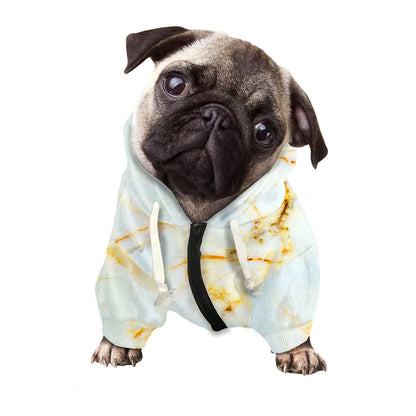 Natural Gold Marble Print Dog Zip Up Hoodie