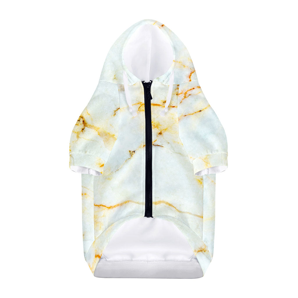 Natural Gold Marble Print Dog Zip Up Hoodie