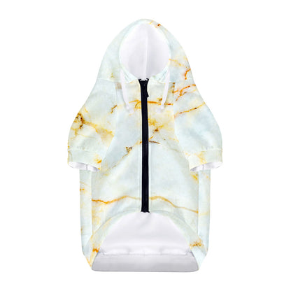 Natural Gold Marble Print Dog Zip Up Hoodie