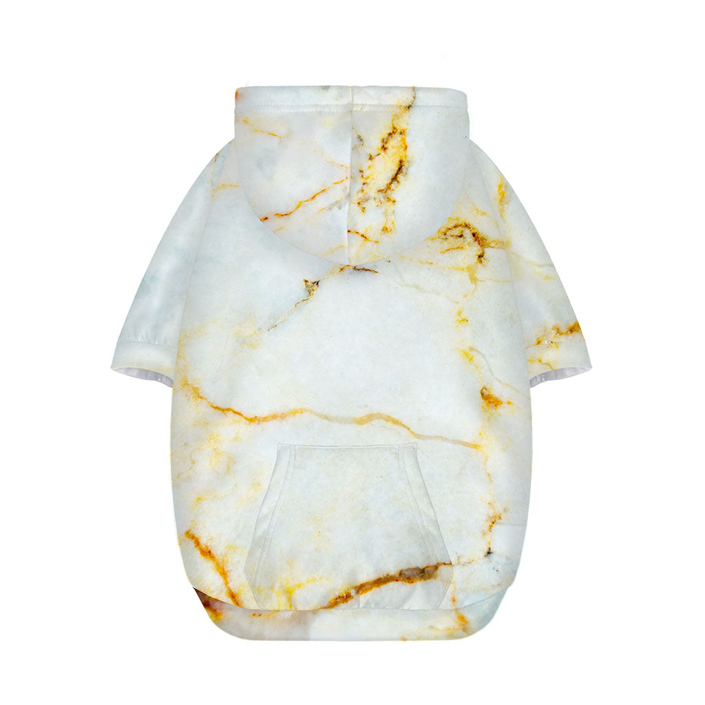 Natural Gold Marble Print Dog Zip Up Hoodie