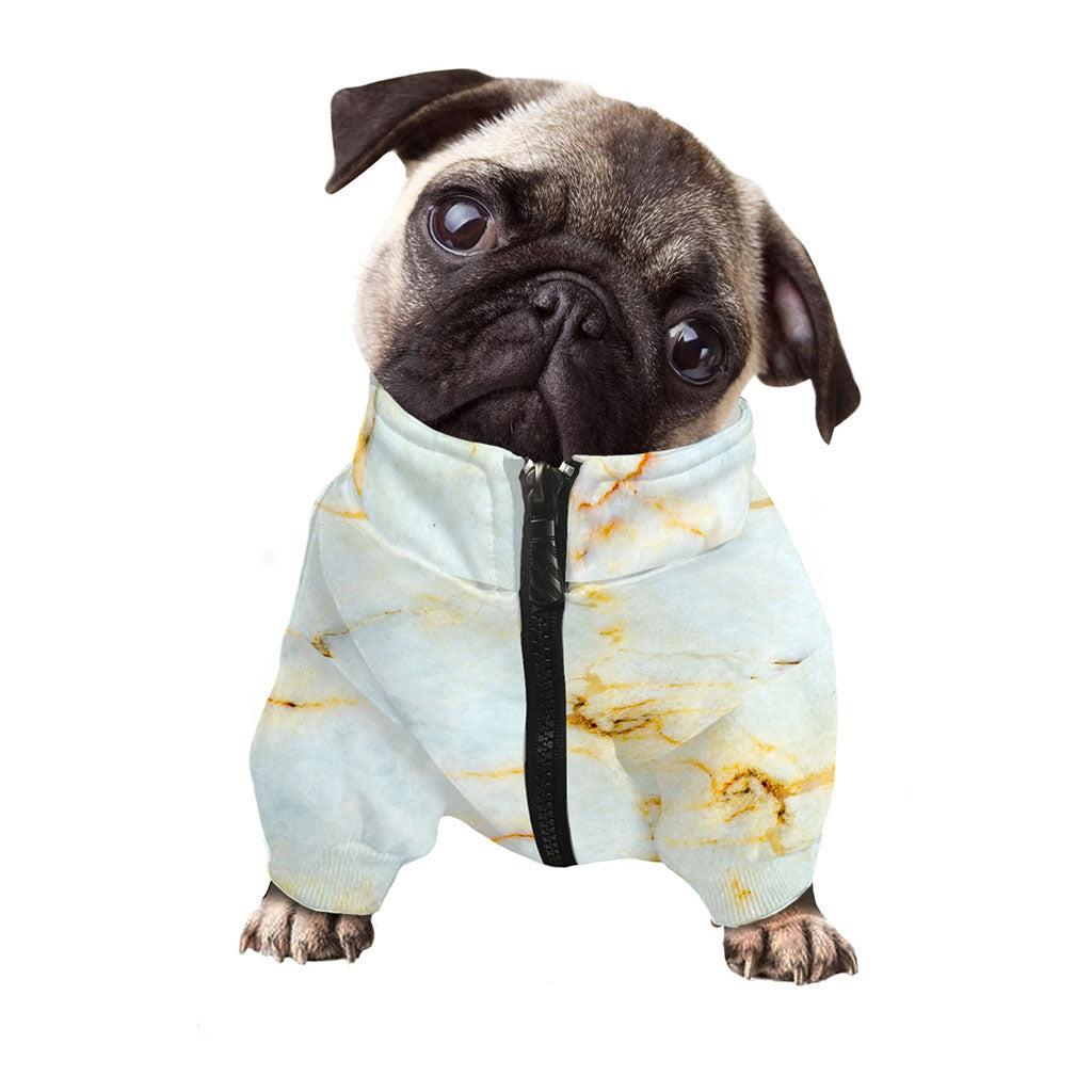 Natural Gold Marble Print Dog Zip Up Jacket