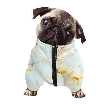 Natural Gold Marble Print Dog Zip Up Jacket