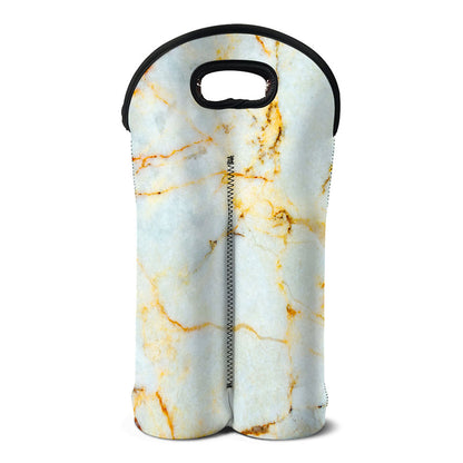 Natural Gold Marble Print Double Neoprene Wine Tote