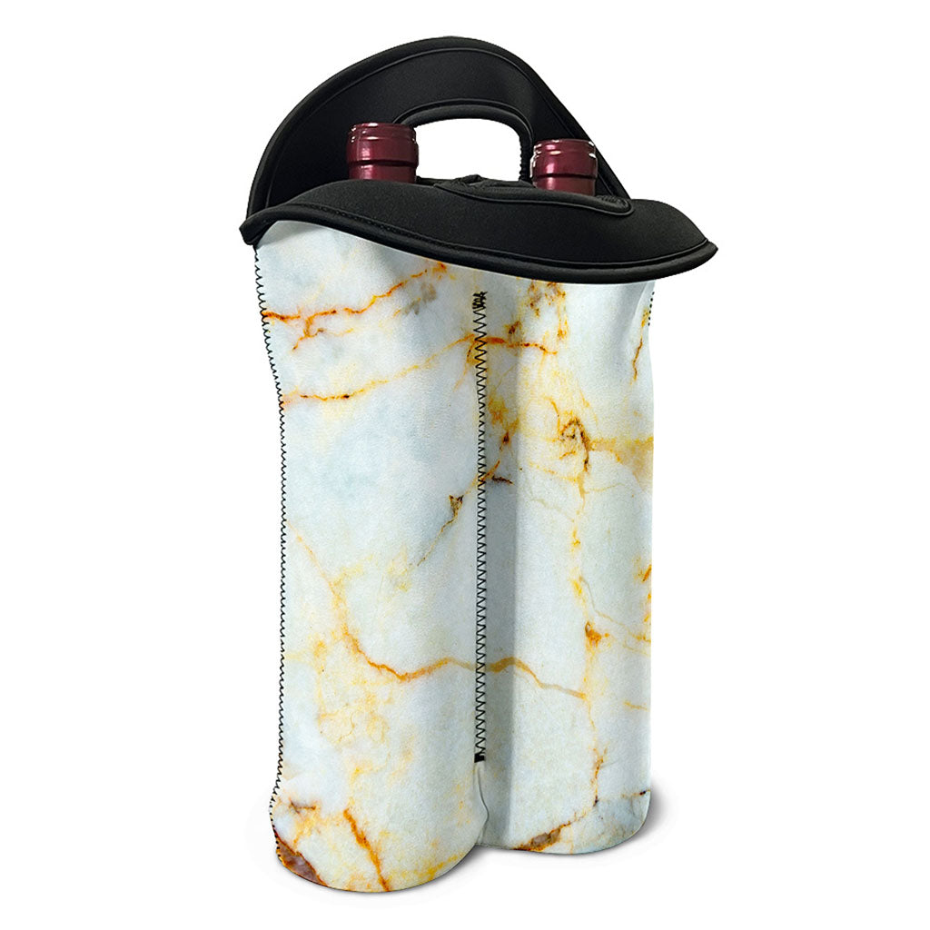 Natural Gold Marble Print Double Neoprene Wine Tote