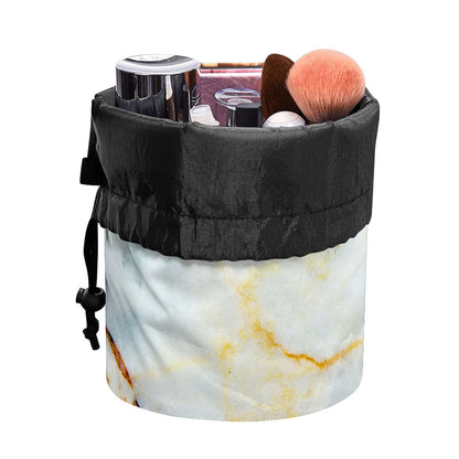 Natural Gold Marble Print Drawstring Makeup Bag