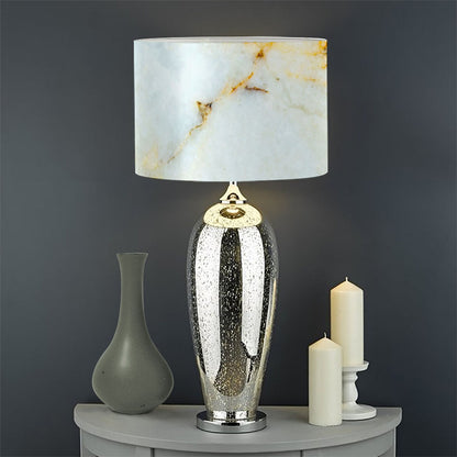 Natural Gold Marble Print Drum Lamp Shade