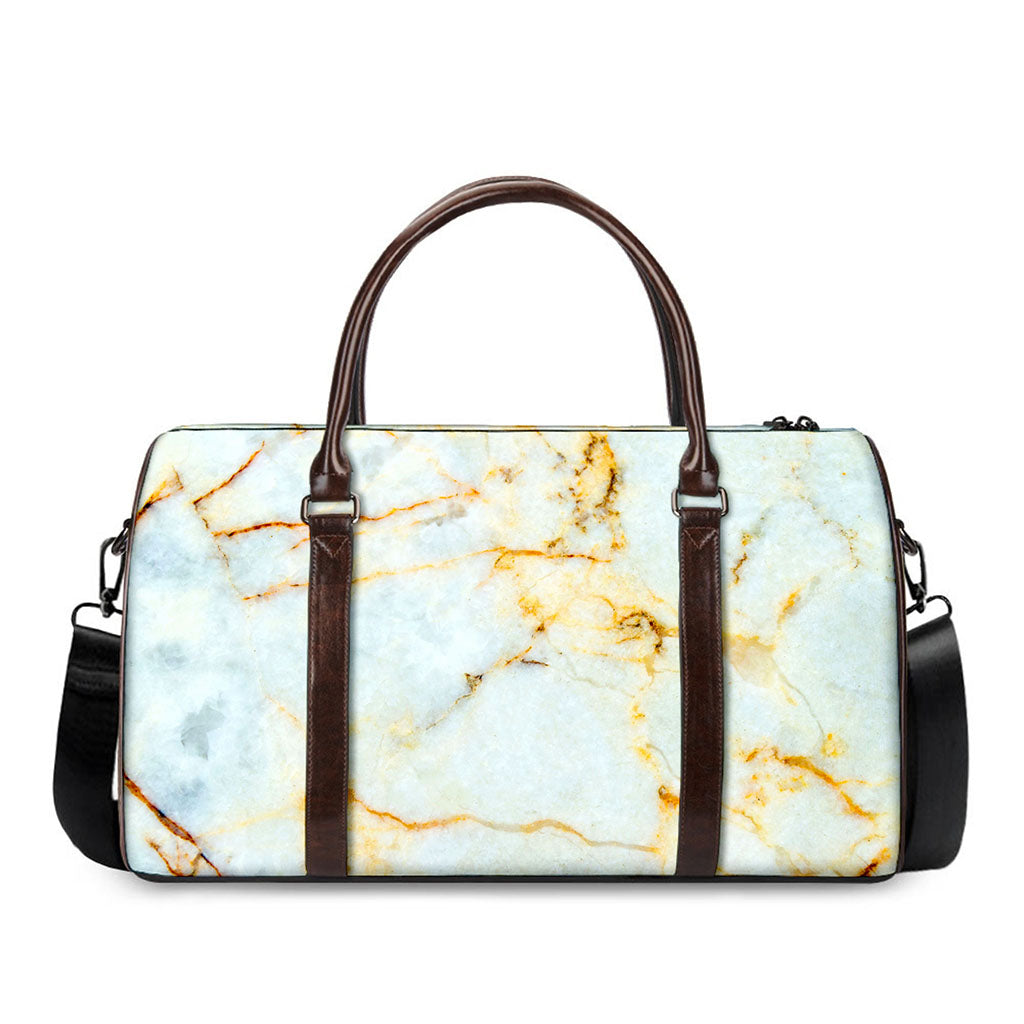 Natural Gold Marble Print Duffle Bag