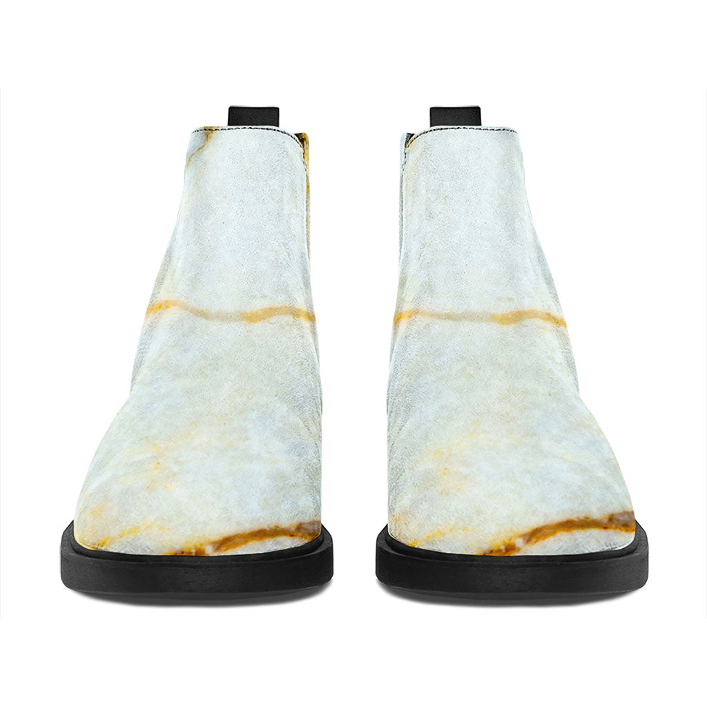 Natural Gold Marble Print Flat Ankle Boots