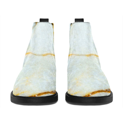 Natural Gold Marble Print Flat Ankle Boots