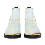 Natural Gold Marble Print Flat Ankle Boots