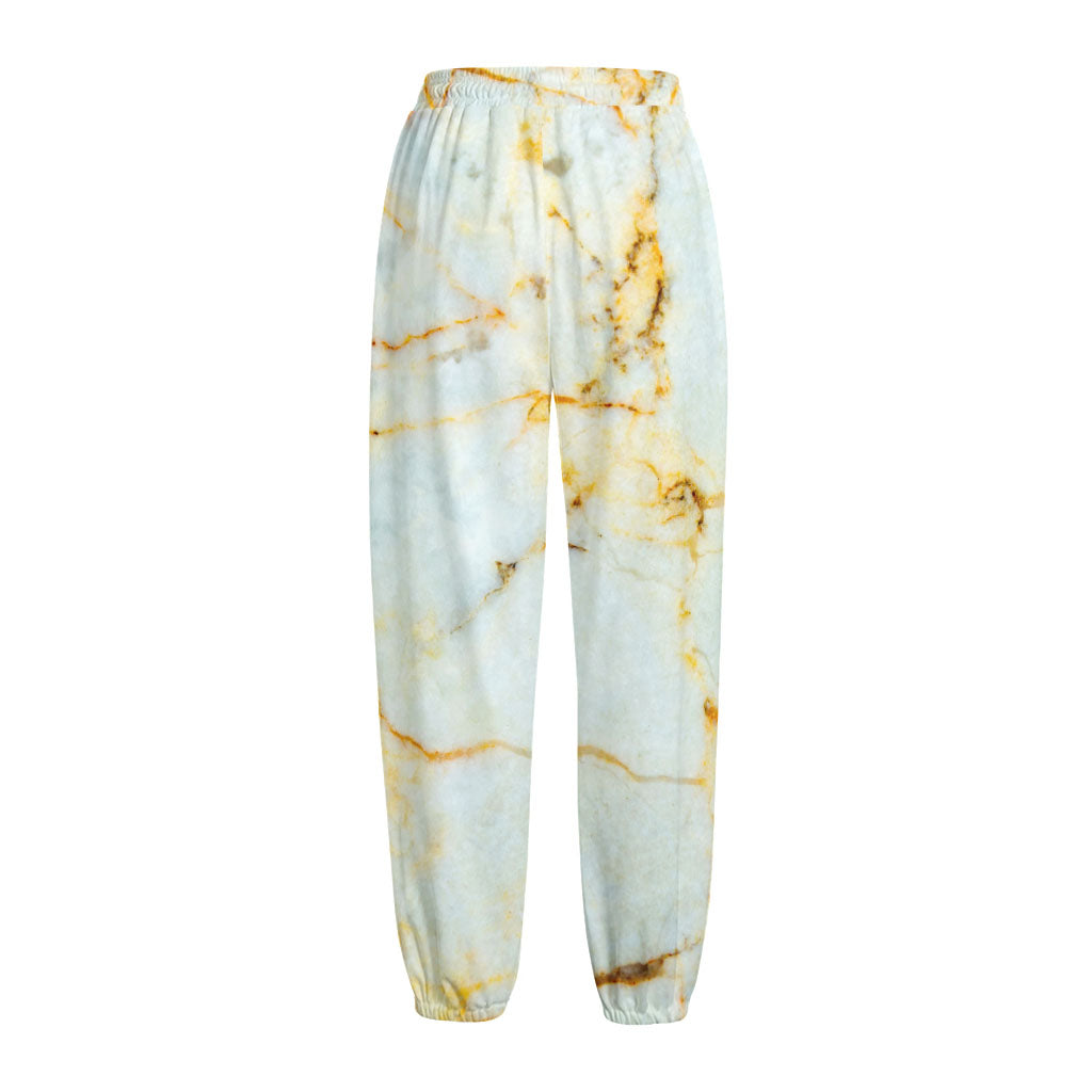 Natural Gold Marble Print Fleece Lined Knit Pants