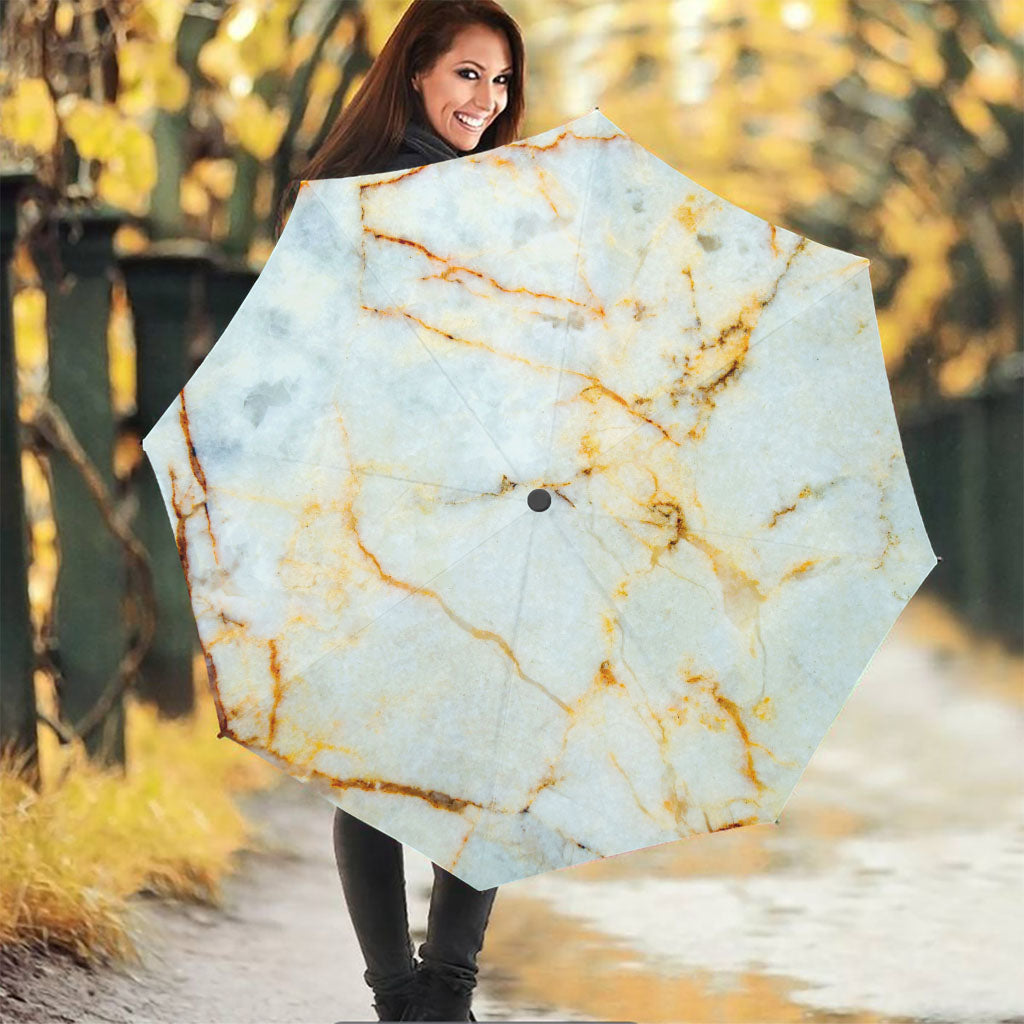 Natural Gold Marble Print Foldable Umbrella