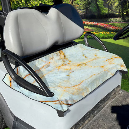 Natural Gold Marble Print Golf Cart Seat Cover