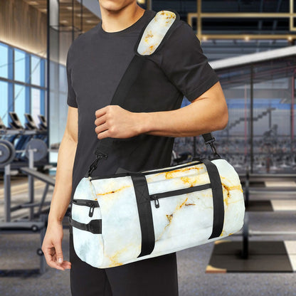 Natural Gold Marble Print Gym Bag
