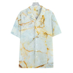 Natural Gold Marble Print Hawaiian Shirt