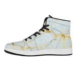 Natural Gold Marble Print High Top Leather Sneakers