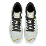 Natural Gold Marble Print High Top Leather Sneakers