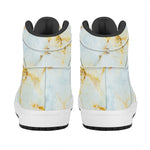 Natural Gold Marble Print High Top Leather Sneakers