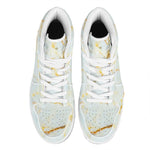 Natural Gold Marble Print High Top Leather Sneakers