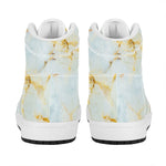 Natural Gold Marble Print High Top Leather Sneakers