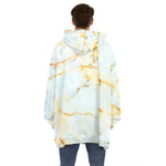 Natural Gold Marble Print Hoodie Blanket