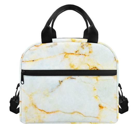Natural Gold Marble Print Insulated Lunch Bag